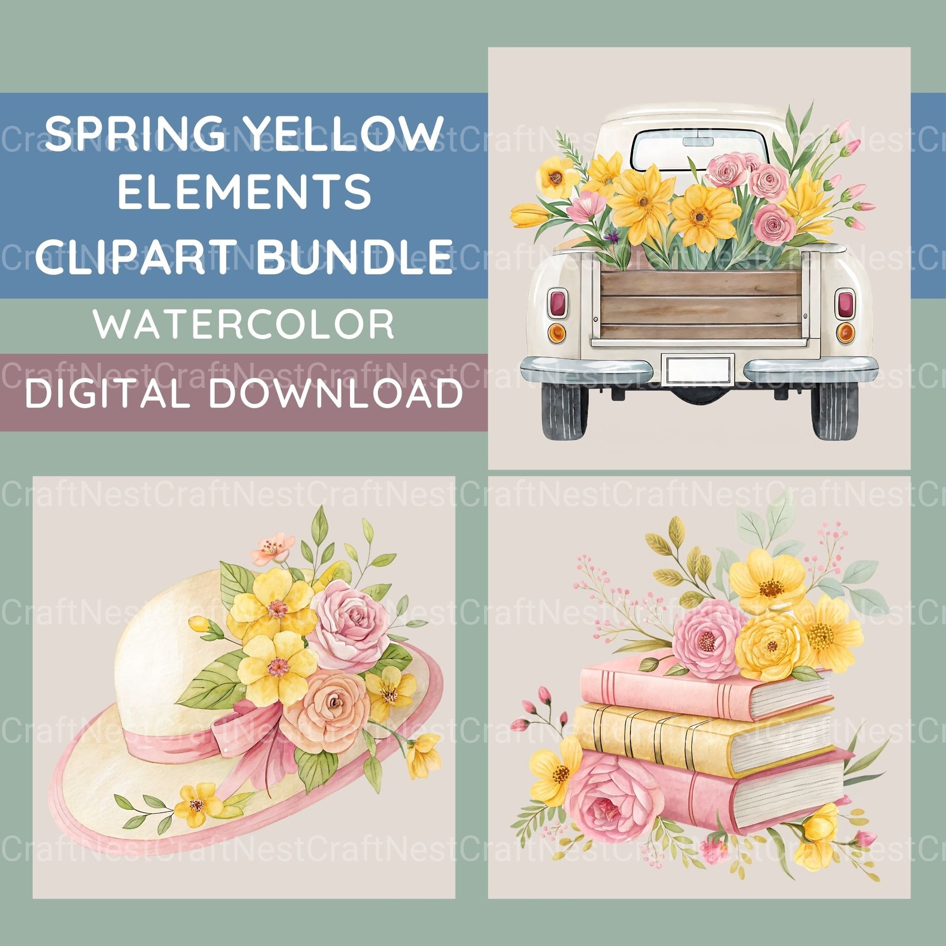 Spring Yellow Clipart Bundle - CraftNest - Digital Crafting and Art