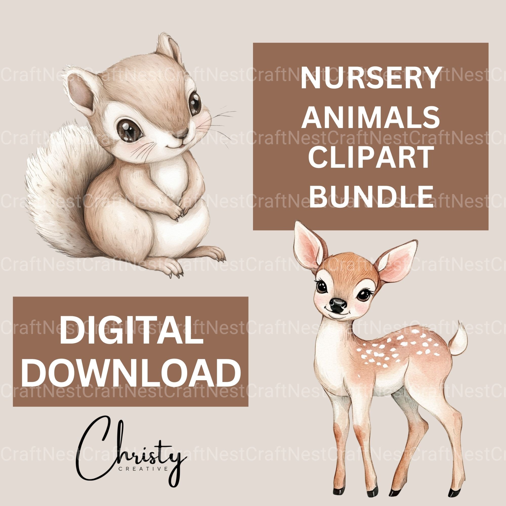 Nursery Animals Clipart Bundle 3 - CraftNest - Digital Crafting and Art