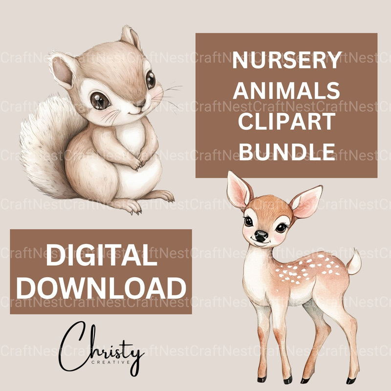 Nursery Animals Clipart Bundle 3 - CraftNest - Digital Crafting and Art