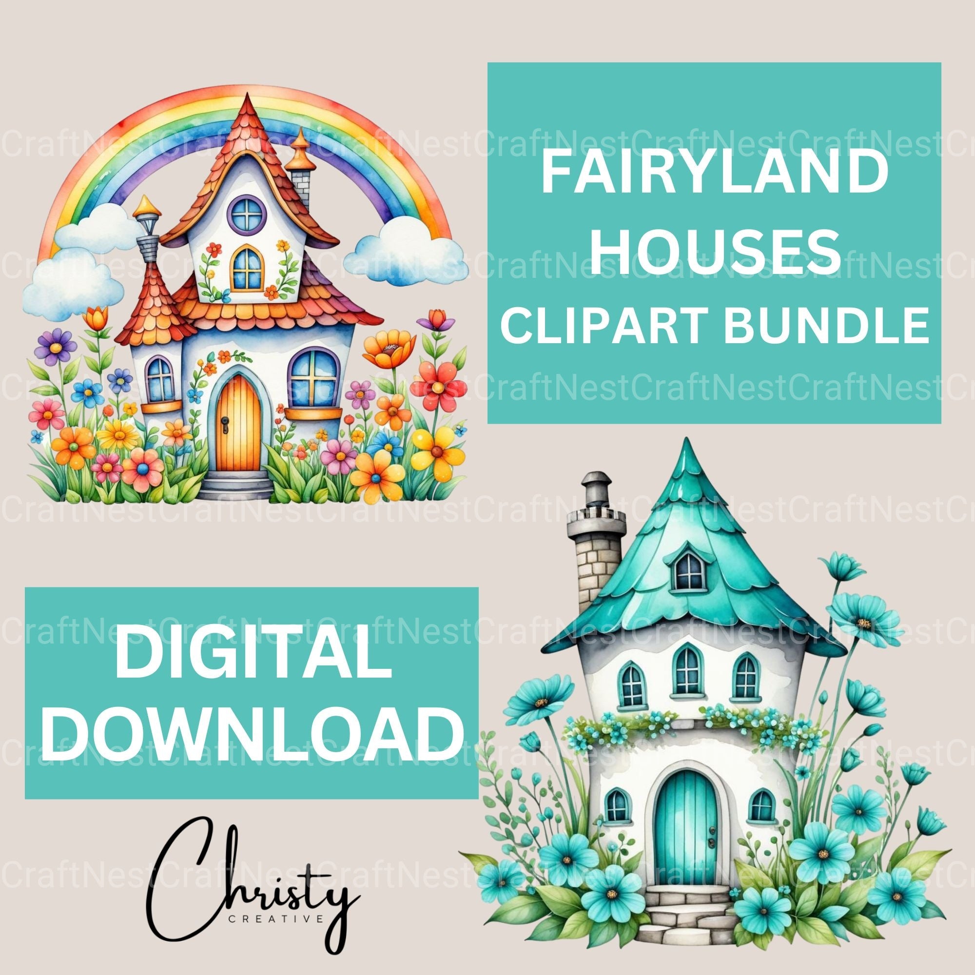 Fairyland Houses Clipart Bundle - CraftNest - Digital Crafting and Art