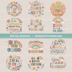 Retro Positive Words 2 Clipart Bundle - CraftNest - Digital Crafting and Art