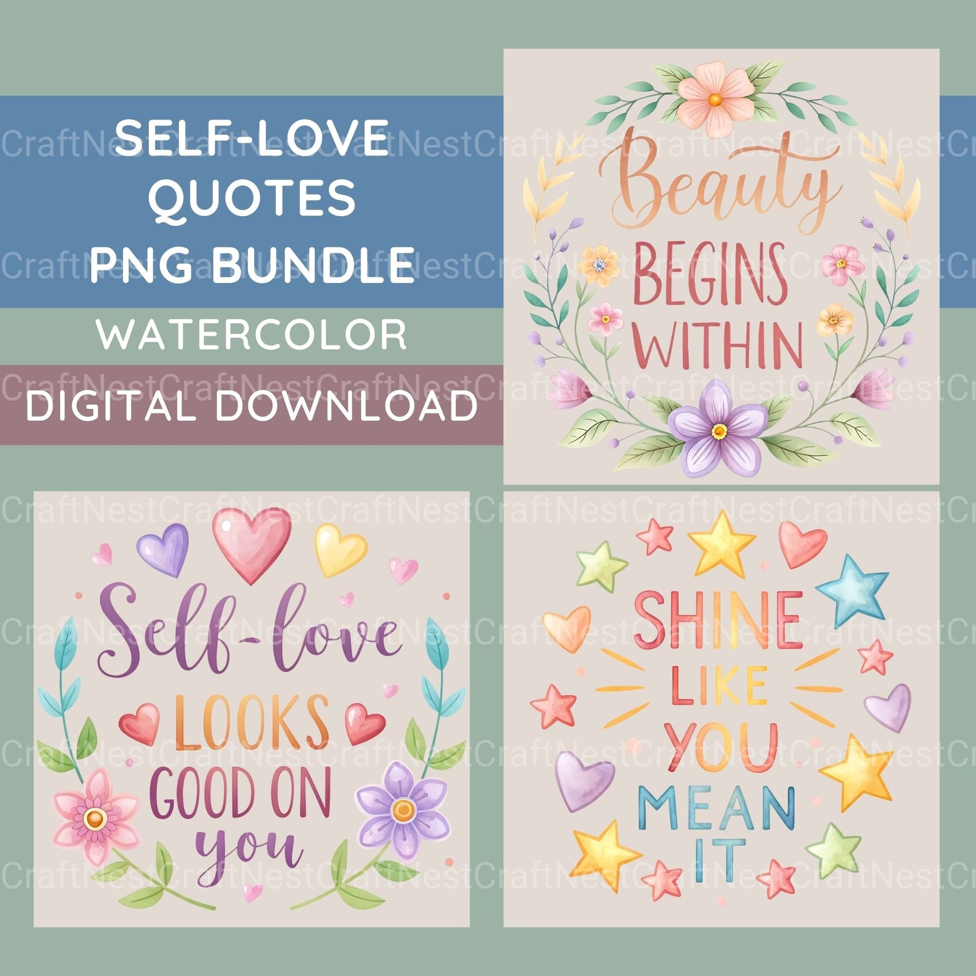 Self Love Quotes Clipart Bundle - CraftNest - Digital Crafting and Art