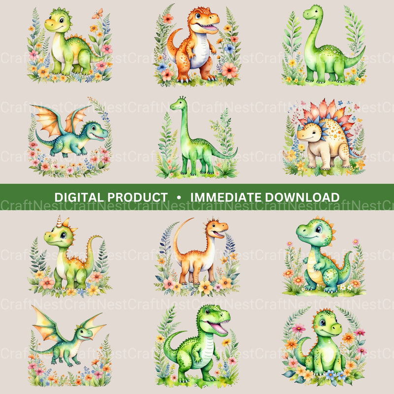 Dinosaurs Clipart Bundle 3 - CraftNest - Digital Crafting and Art