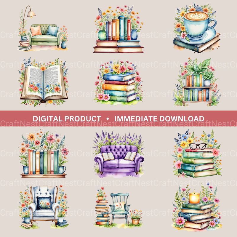Whimsical Books Clipart Bundle - CraftNest - Digital Crafting and Art