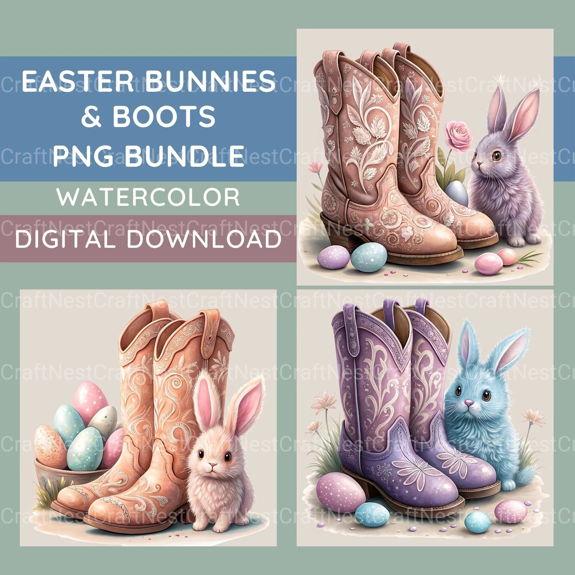 Boots N Bunnies Clipart Bundle - CraftNest - Digital Crafting and Art