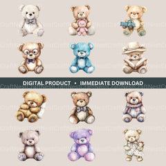 Teddy Bears 2 Clipart Bundle - CraftNest - Digital Crafting and Art