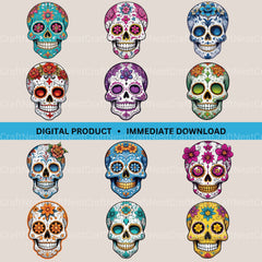 Sugar Skulls Clipart Bundle - CraftNest - Digital Crafting and Art