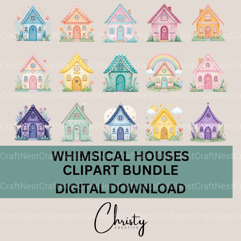 Whimsical Houses Clipart Bundle - CraftNest - Digital Crafting and Art