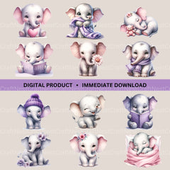 Baby Elephant Clipart Bundle - CraftNest - Digital Crafting and Art