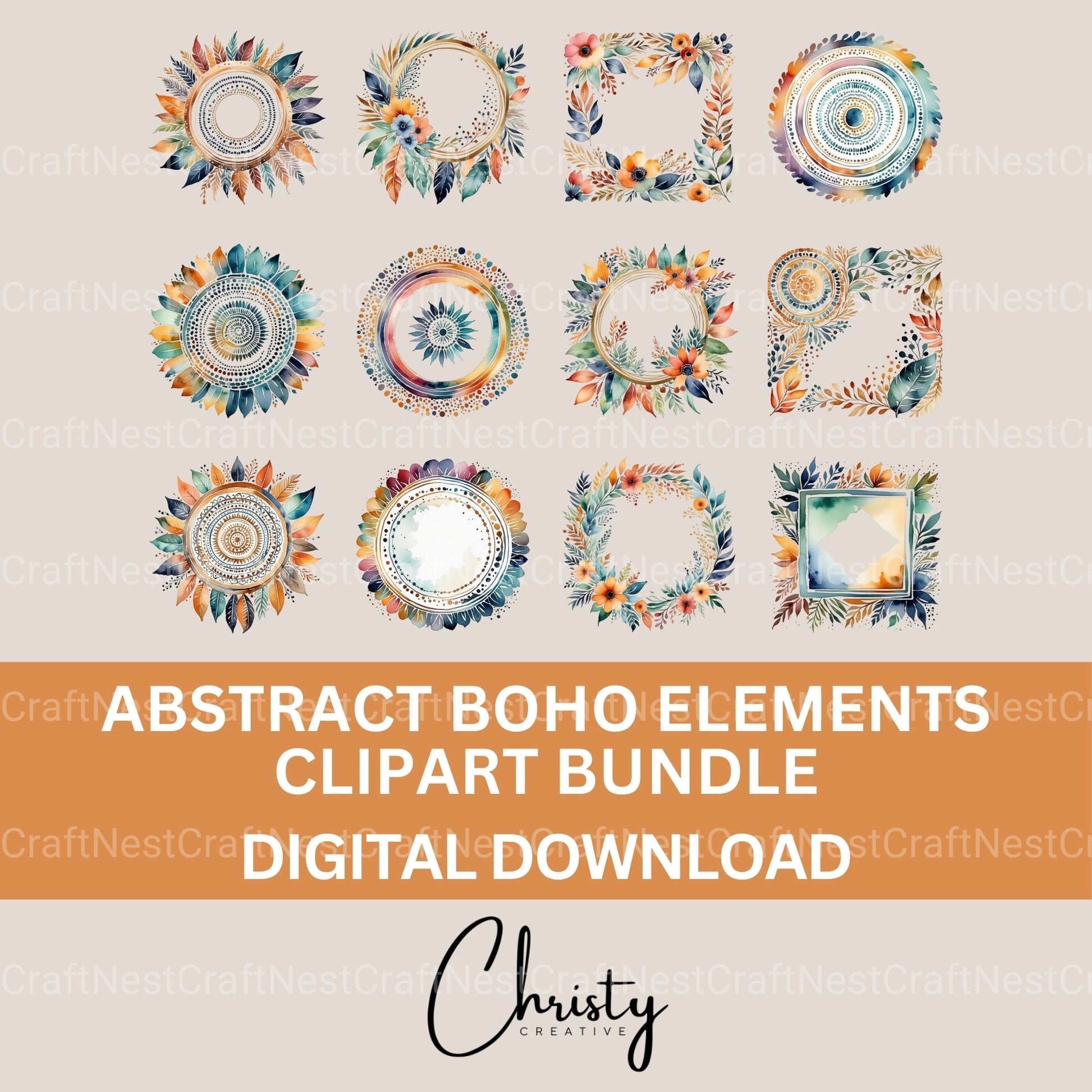 Abstract Boho Clipart Bundle - CraftNest - Digital Crafting and Art