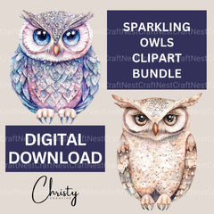 Sparkling Owls Clipart Bundle - CraftNest - Digital Crafting and Art