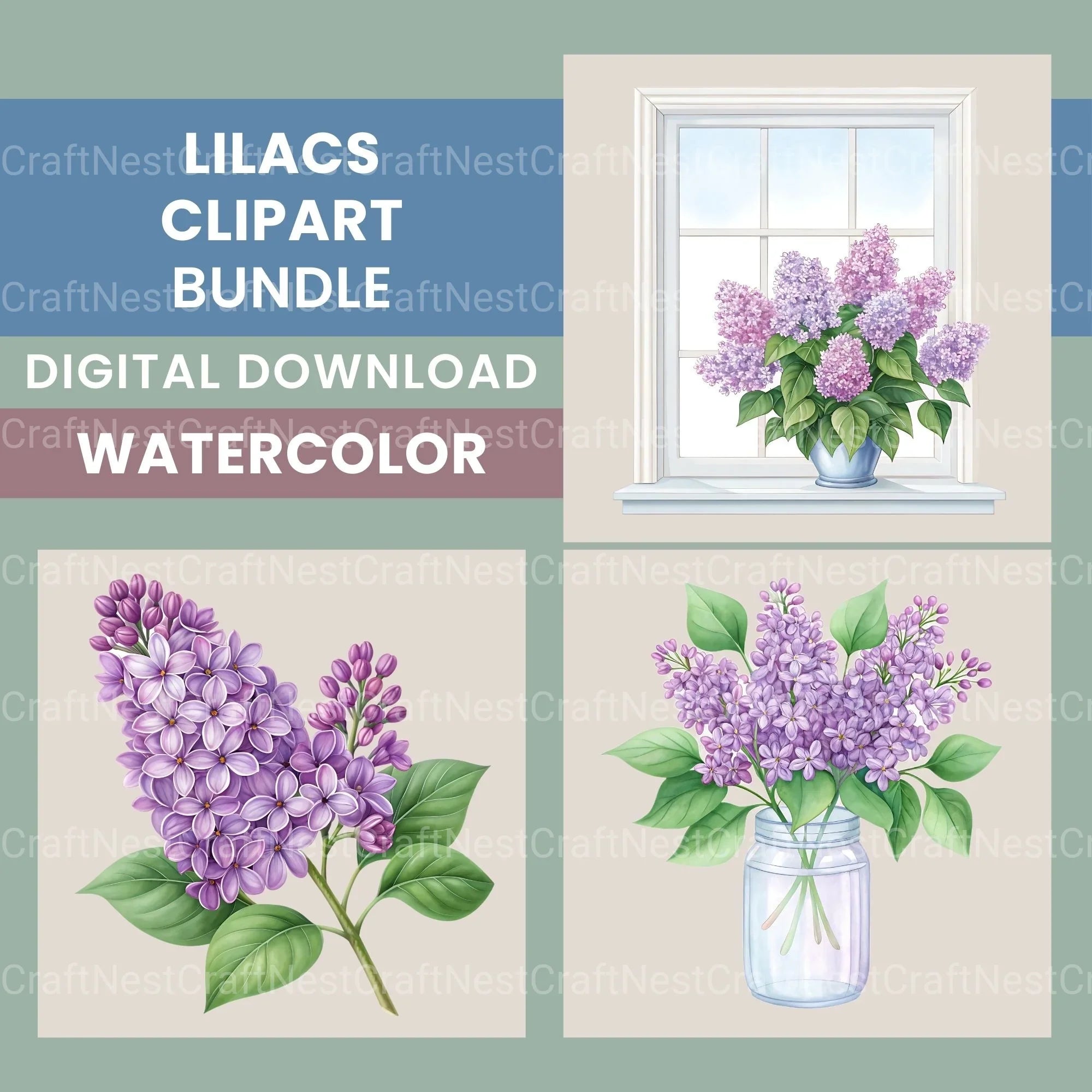 Lilacs Clipart Bundle - CraftNest - Digital Crafting and Art