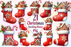 Christmas Stocking With House Clipart Bundle - CraftNest - Digital Crafting and Art