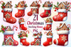 Christmas Stocking With House Clipart Bundle