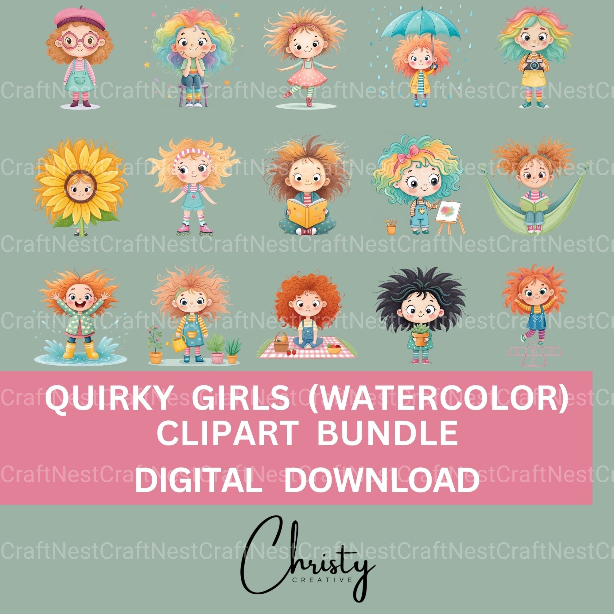 Quirky Girls Clipart Bundle 2 - CraftNest - Digital Crafting and Art