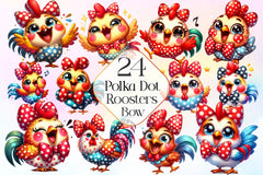 Polka Dot Chickens Bow Clipart Bundle 2 - CraftNest - Digital Crafting and Art