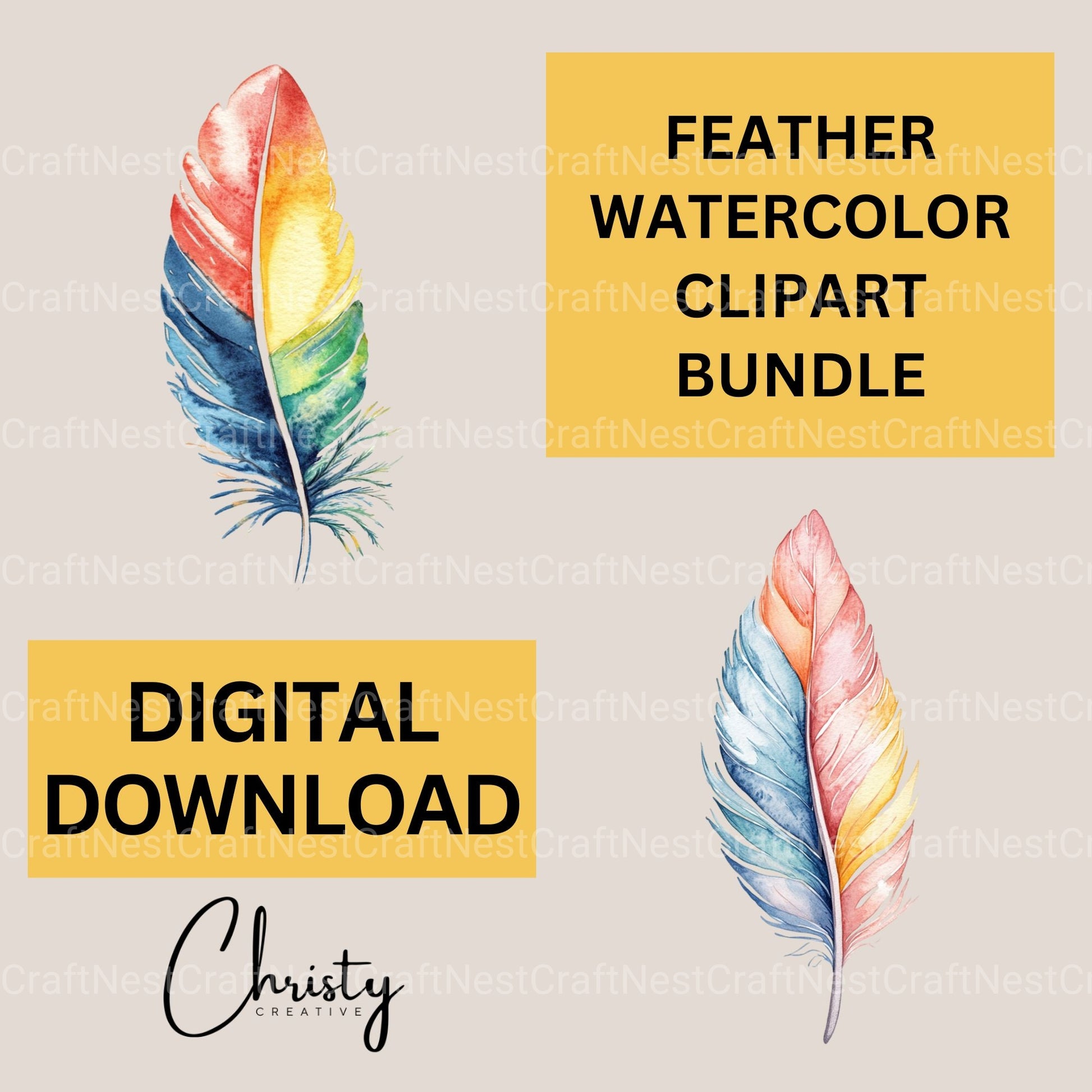 Feather Boho Clipart Bundle - CraftNest - Digital Crafting and Art