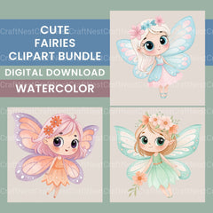 Cute Fairies Clipart Bundle - CraftNest - Digital Crafting and Art