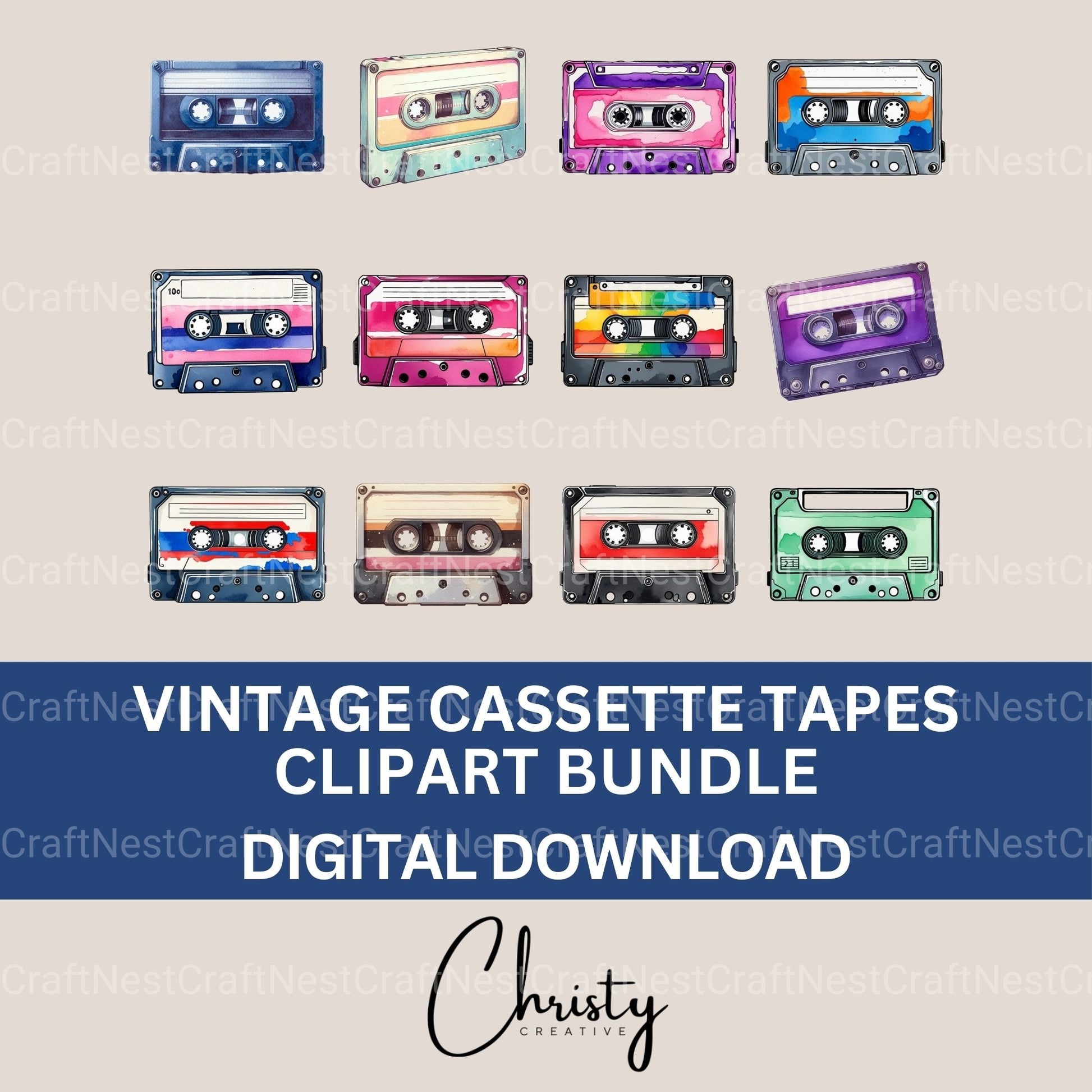 Vintage Cassette Tapes Clipart Bundle - CraftNest - Digital Crafting and Art