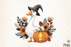 Floral Halloween Silly Goose Fall Clipart Bundle 4 - CraftNest - Digital Crafting and Art
