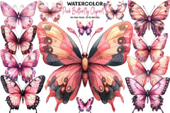 Pink Butterfly Clipart Bundle 4 - CraftNest - Digital Crafting and Art