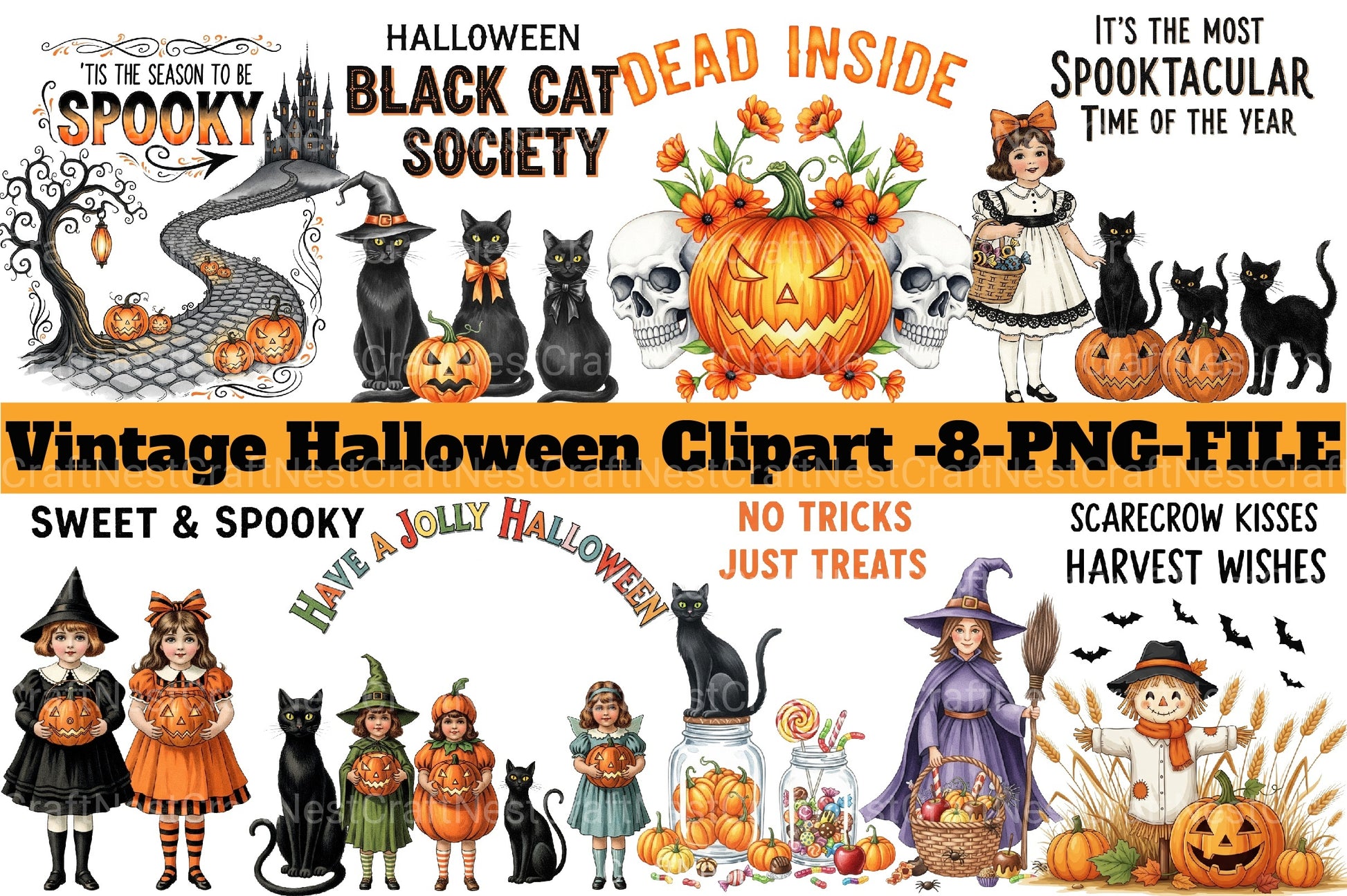 Vintage Halloween Clipart Bundle 34 - CraftNest - Digital Crafting and Art