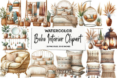 Boho Interior Clipart Bundle 8 - CraftNest - Digital Crafting and Art