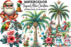 Tropical Aloha Christmas Clipart Bundle 4 - CraftNest - Digital Crafting and Art