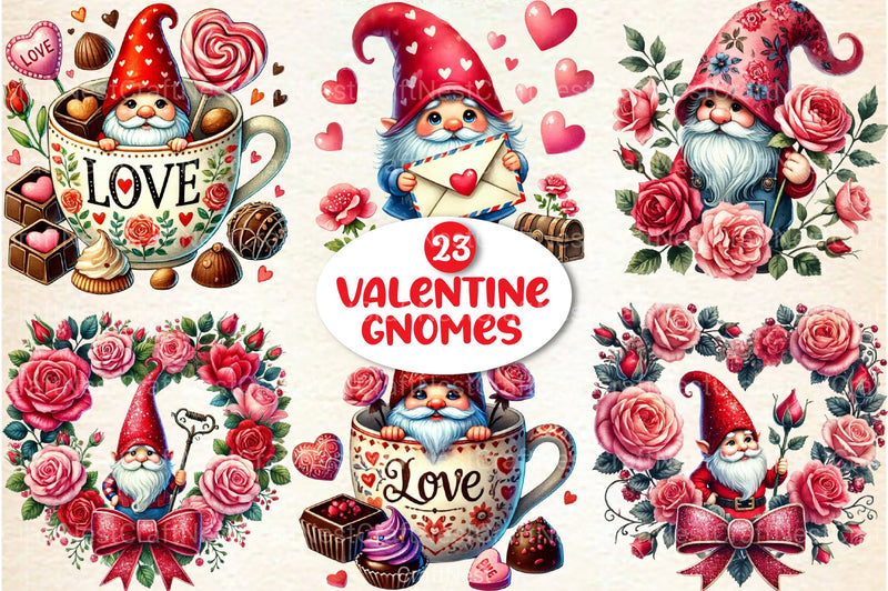 Valentine Gnomes Clipart Bundle 4 - CraftNest - Digital Crafting and Art