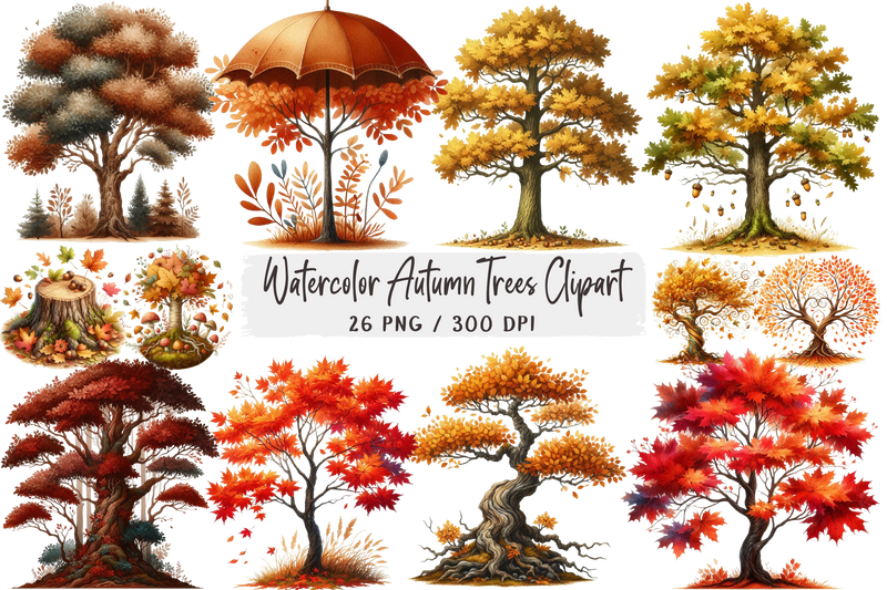 Autumn Trees Clipart Bundle 99 - CraftNest - Digital Crafting and Art