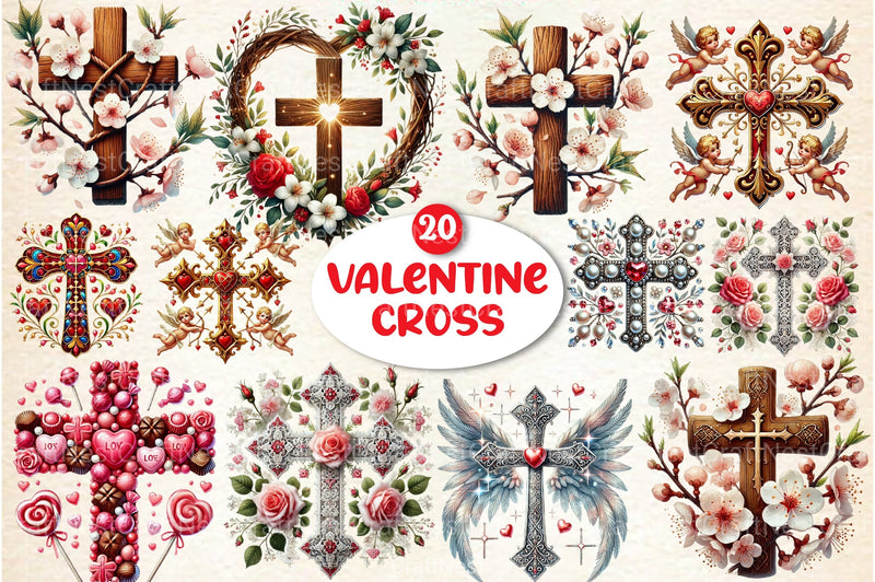 Valentine Cross Clipart Bundle 5 - CraftNest - Digital Crafting and Art
