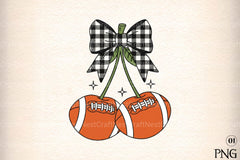 Retro Cherry Football Coquette Bow Clipart Bundle - CraftNest - Digital Crafting and Art
