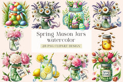 Spring Mason Jars Clipart Bundle - CraftNest - Digital Crafting and Art