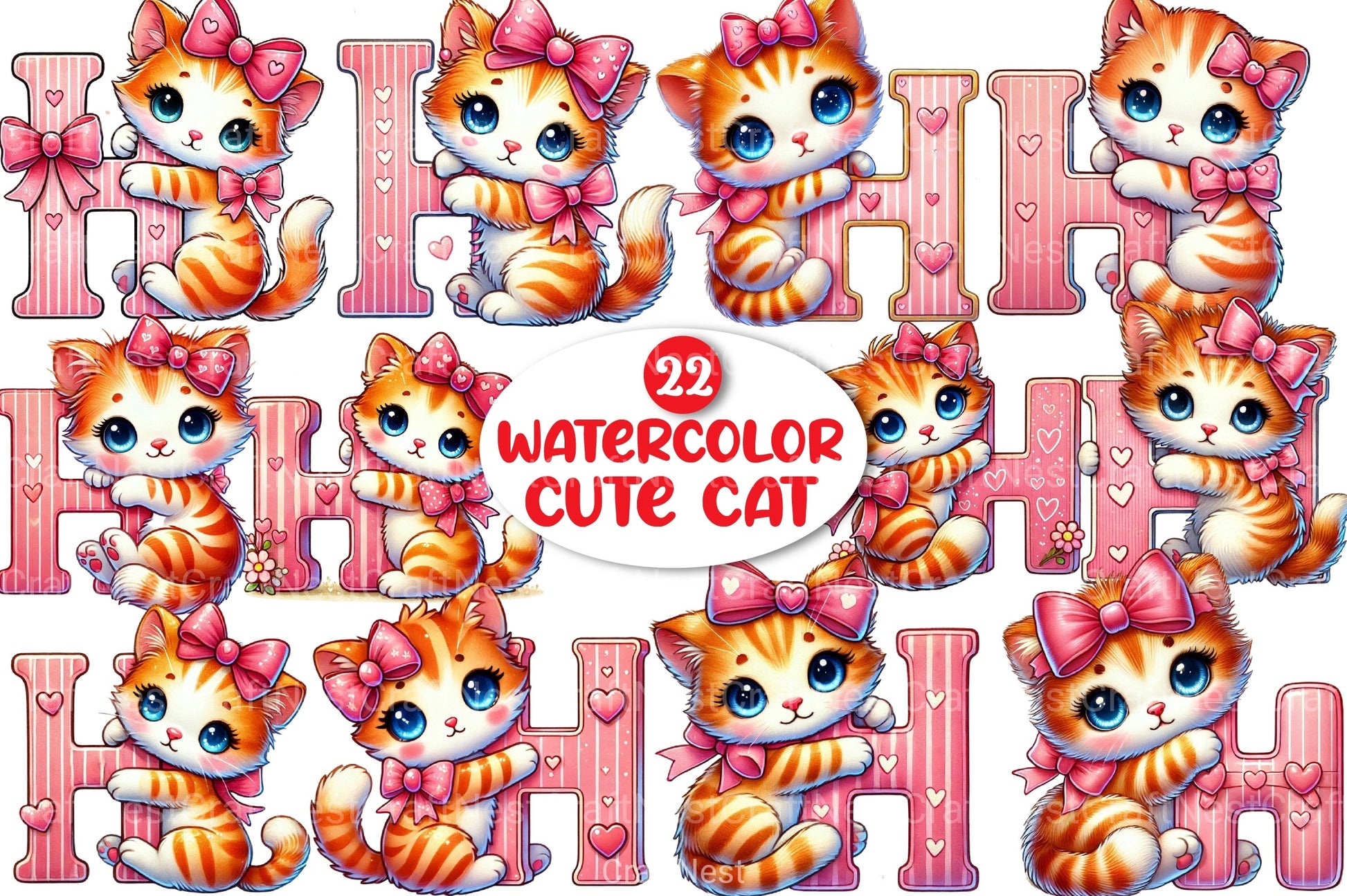 Cute Cat Clipart Bundle 1 - CraftNest - Digital Crafting and Art