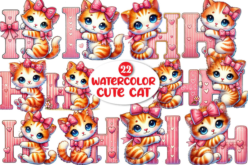 Cute Cat Clipart Bundle 1 - CraftNest - Digital Crafting and Art