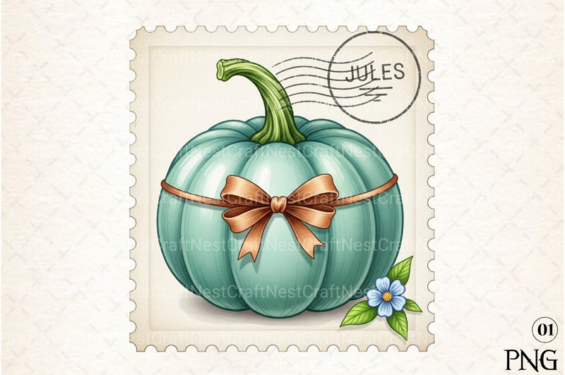 Pumpkin Postage Stamp Clipart Bundle 3 - CraftNest - Digital Crafting and Art
