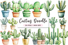 Cactus Doodle Clipart Bundle - CraftNest - Digital Crafting and Art