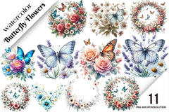 Butterfly Flowers Clipart Bundle - CraftNest - Digital Crafting and Art
