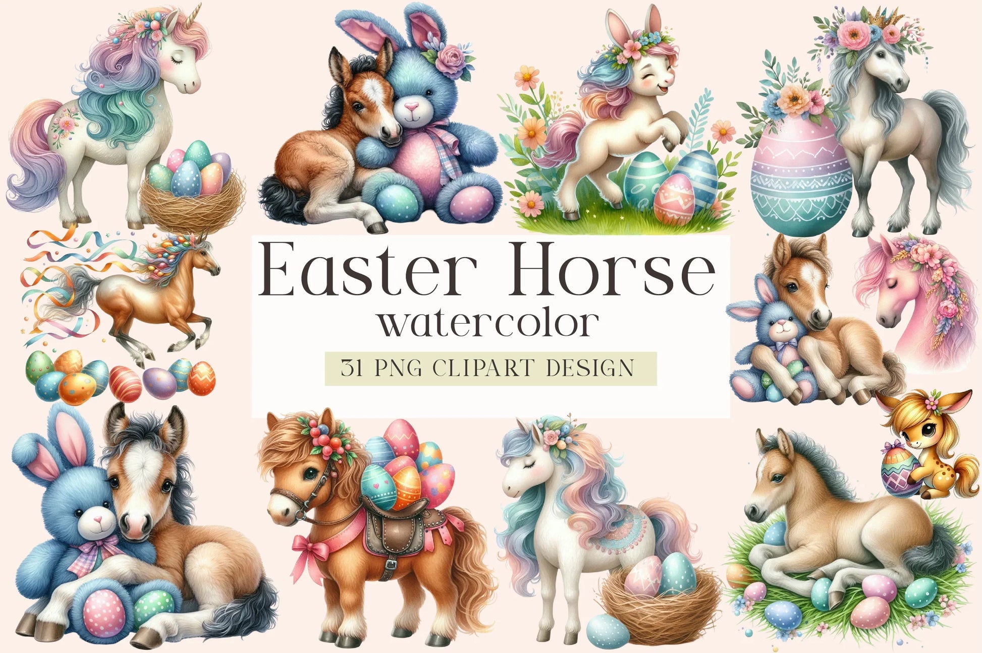 Easter Horse Clipart Bundle - CraftNest - Digital Crafting and Art