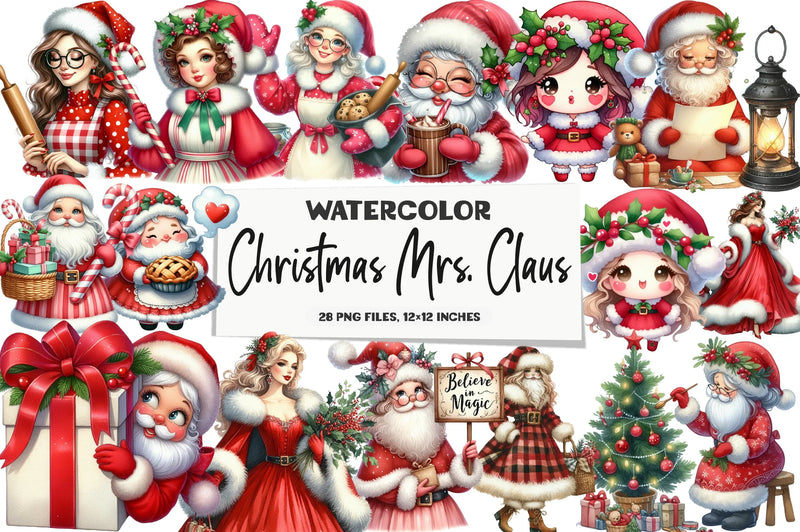 Christmas Mrs. Claus Clipart Bundle - CraftNest - Digital Crafting and Art