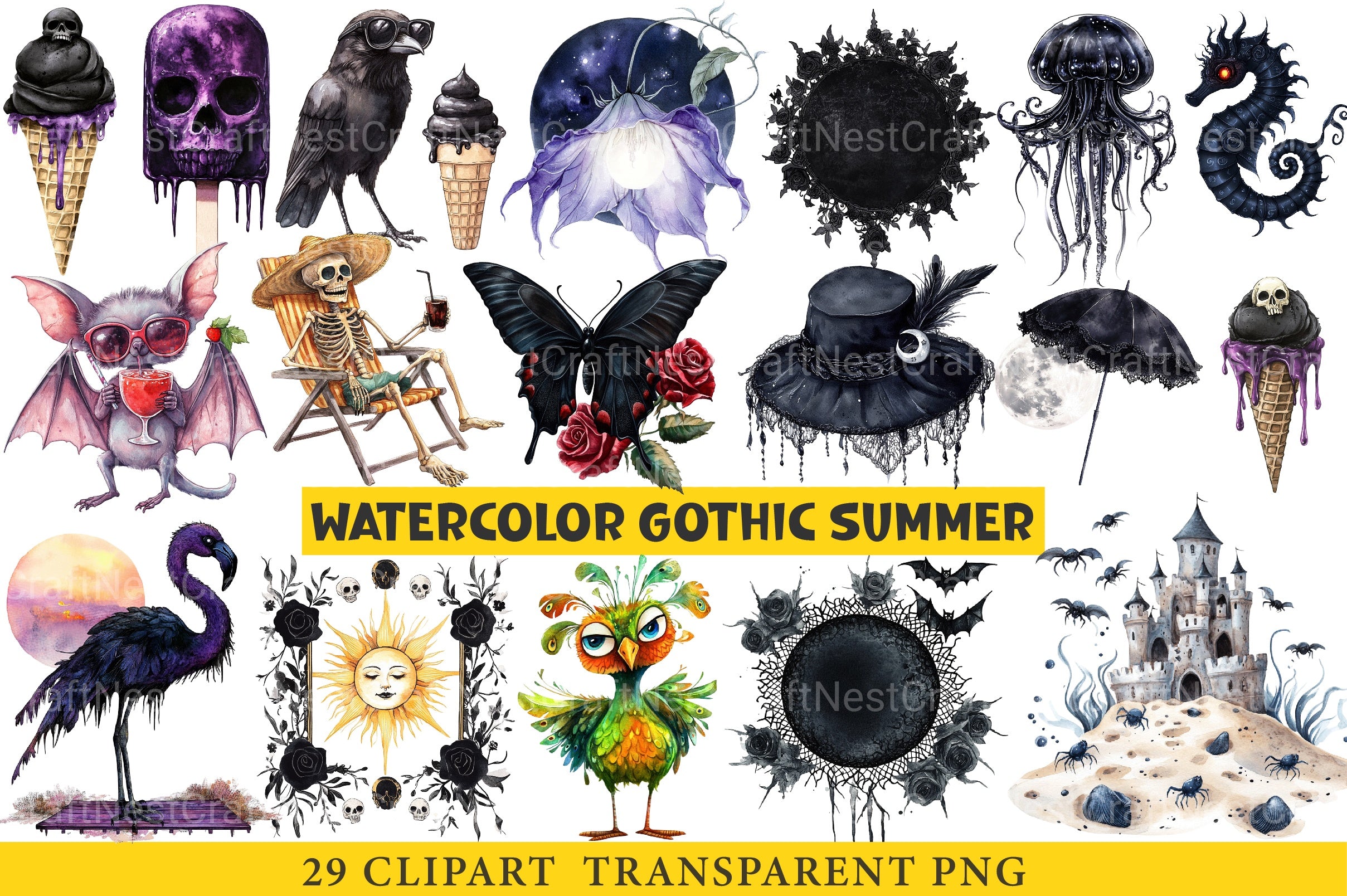 Gothic Summer Clipart Bundle 1 - CraftNest - Digital Crafting and Art