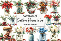 Christmas Flowers in Jar Clipart Bundle 18 - CraftNest - Digital Crafting and Art