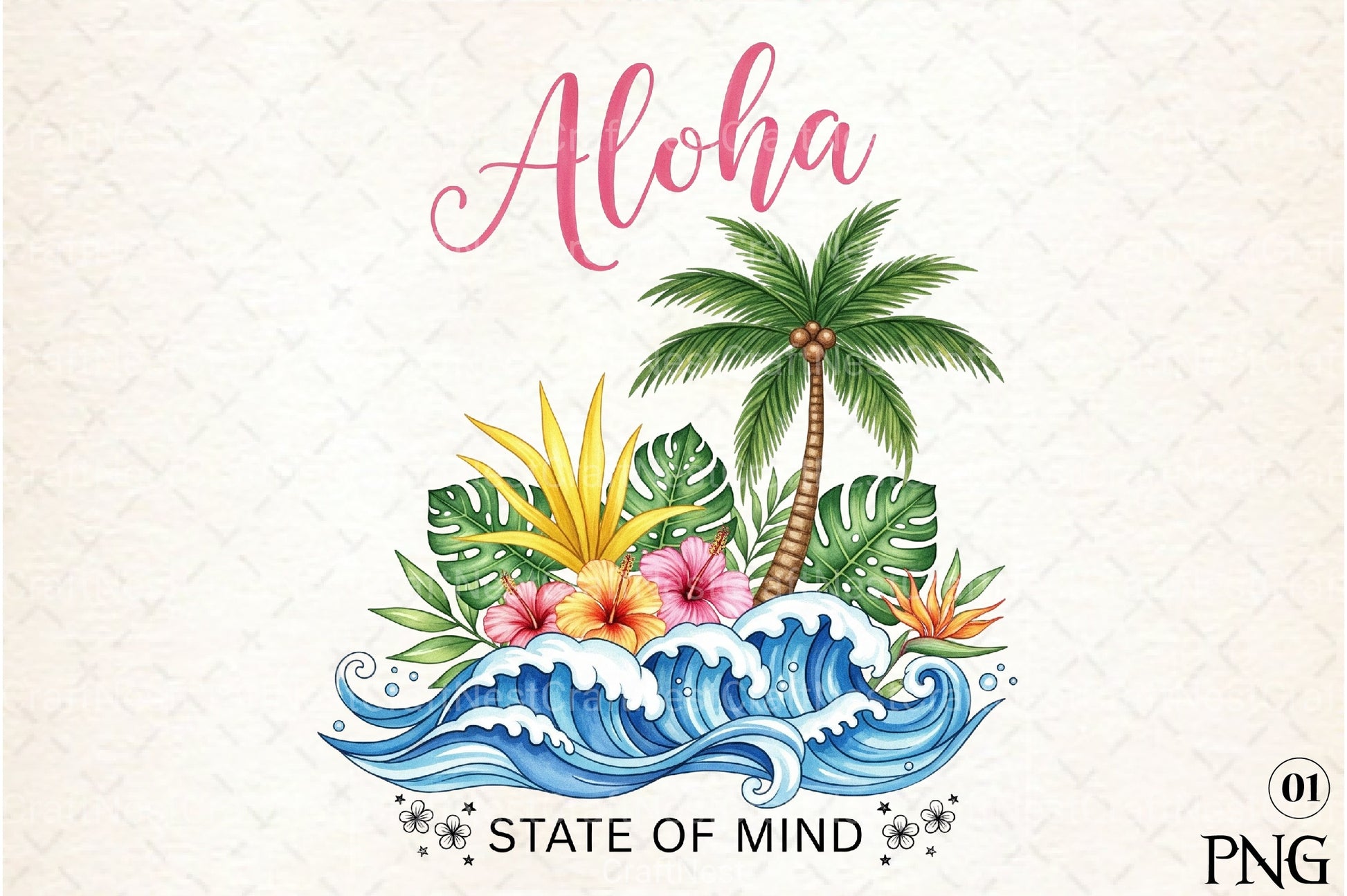 Summer Aloha Beach Boho Floral Clipart Bundle - CraftNest - Digital Crafting and Art