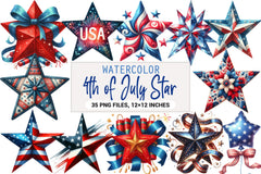 4th of July Star Clipart Bundle - CraftNest - Digital Crafting and Art