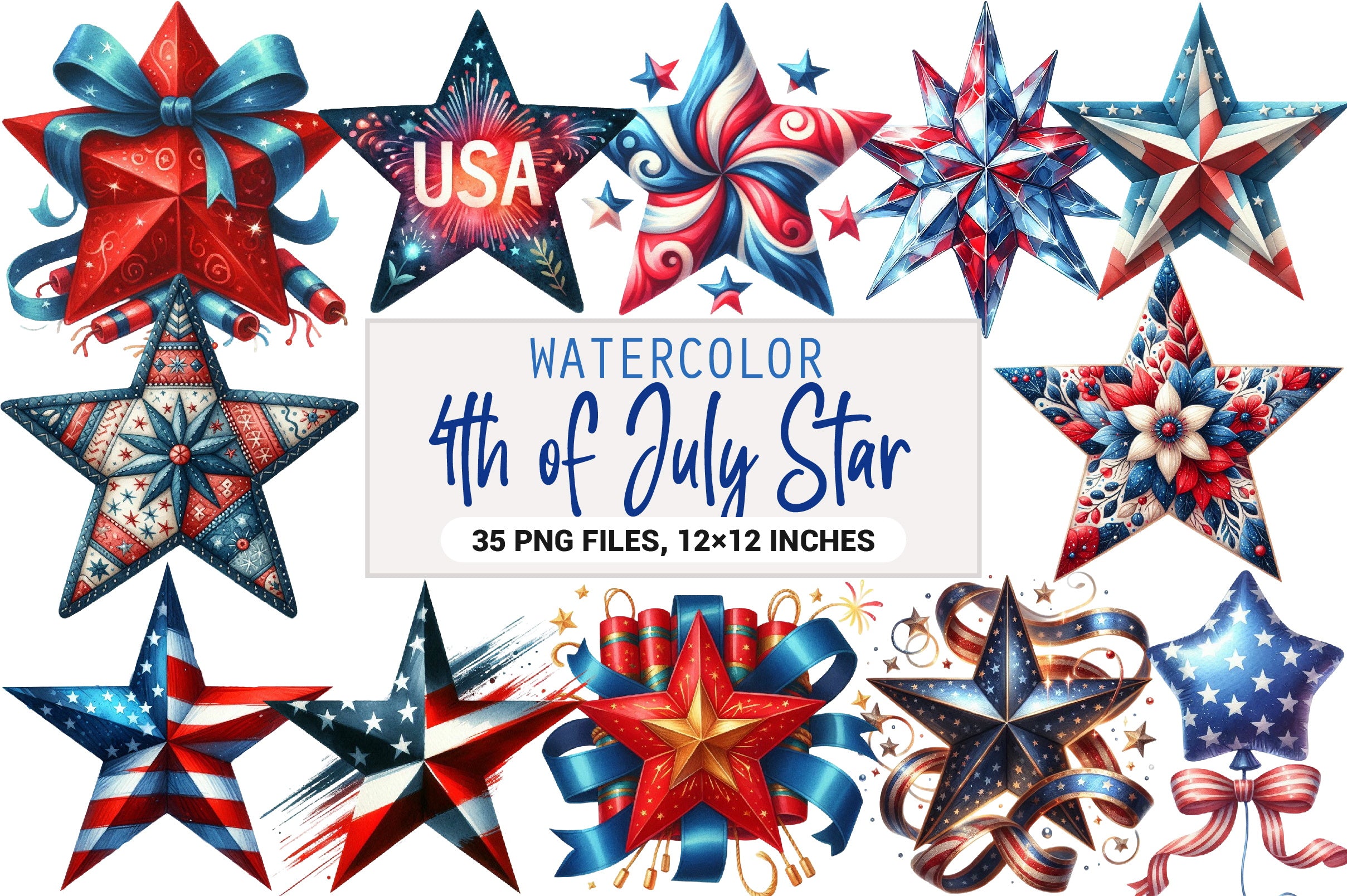 4th of July Star Clipart Bundle - CraftNest - Digital Crafting and Art