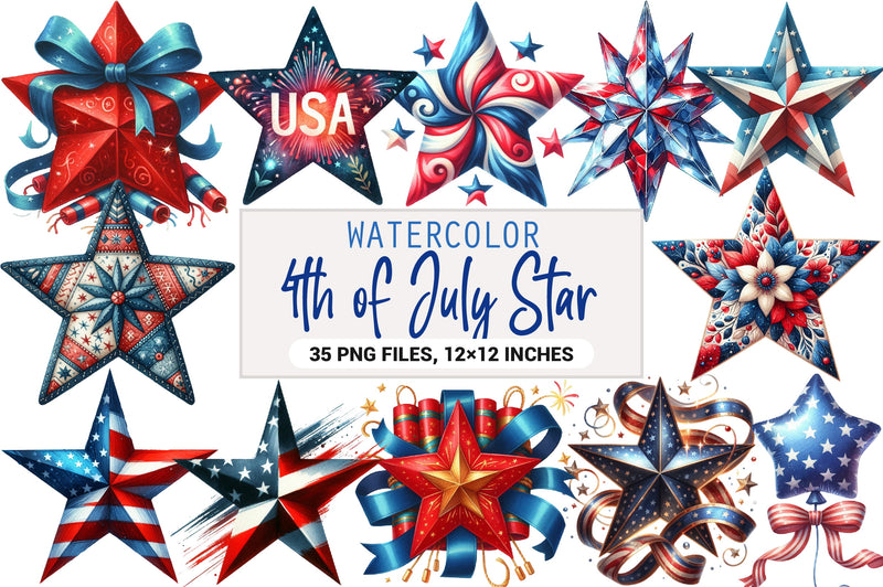 4th of July Star Clipart Bundle - CraftNest - Digital Crafting and Art