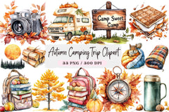 Autumn Camping Trip Clipart Bundle 1 - CraftNest - Digital Crafting and Art