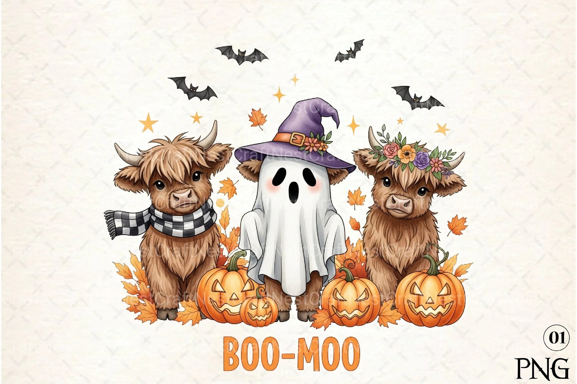 Cute Highland Cow Halloween Clipart Bundle 3 - CraftNest - Digital Crafting and Art