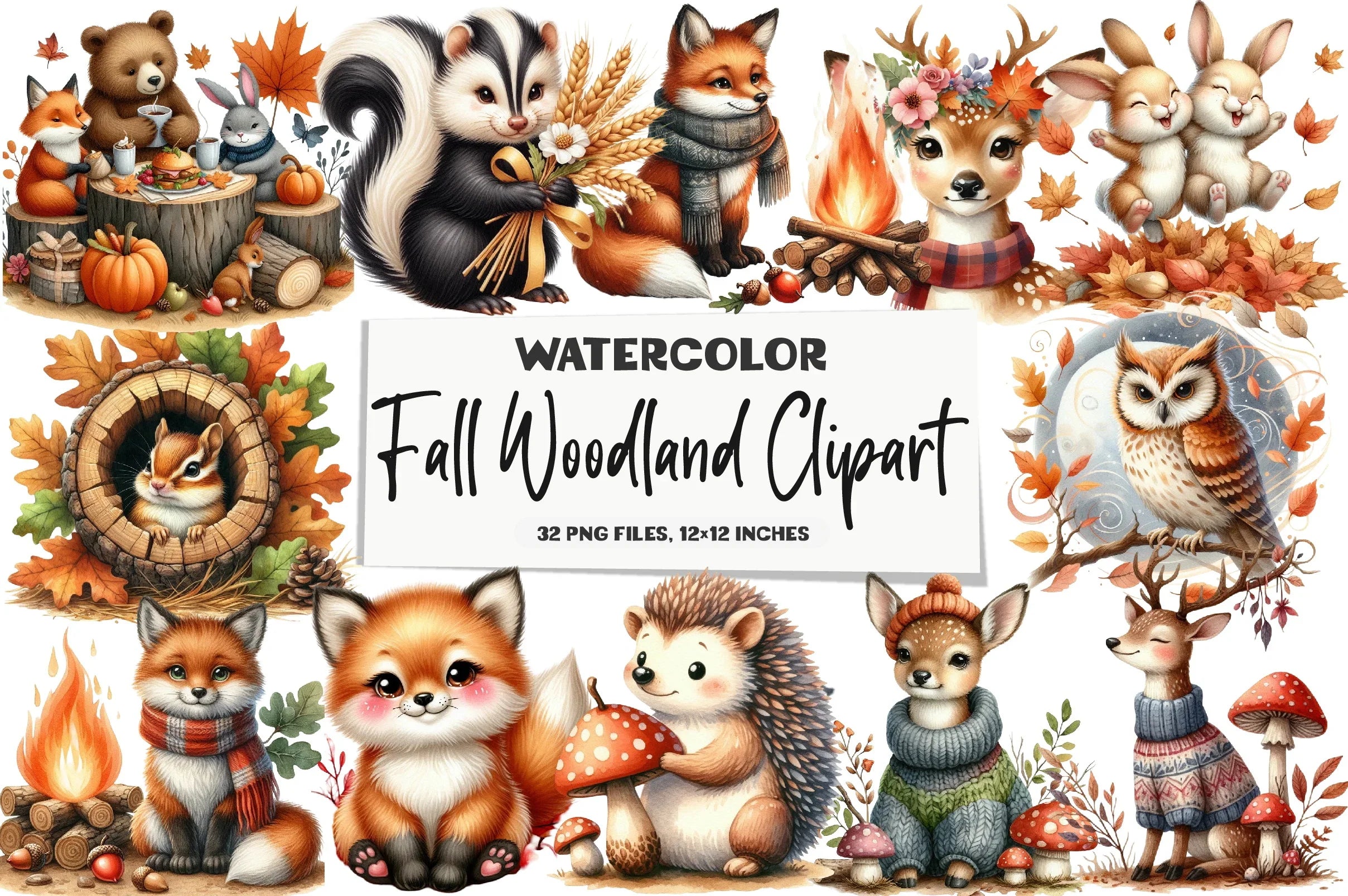 Fall Woodland Clipart Bundle - CraftNest - Digital Crafting and Art