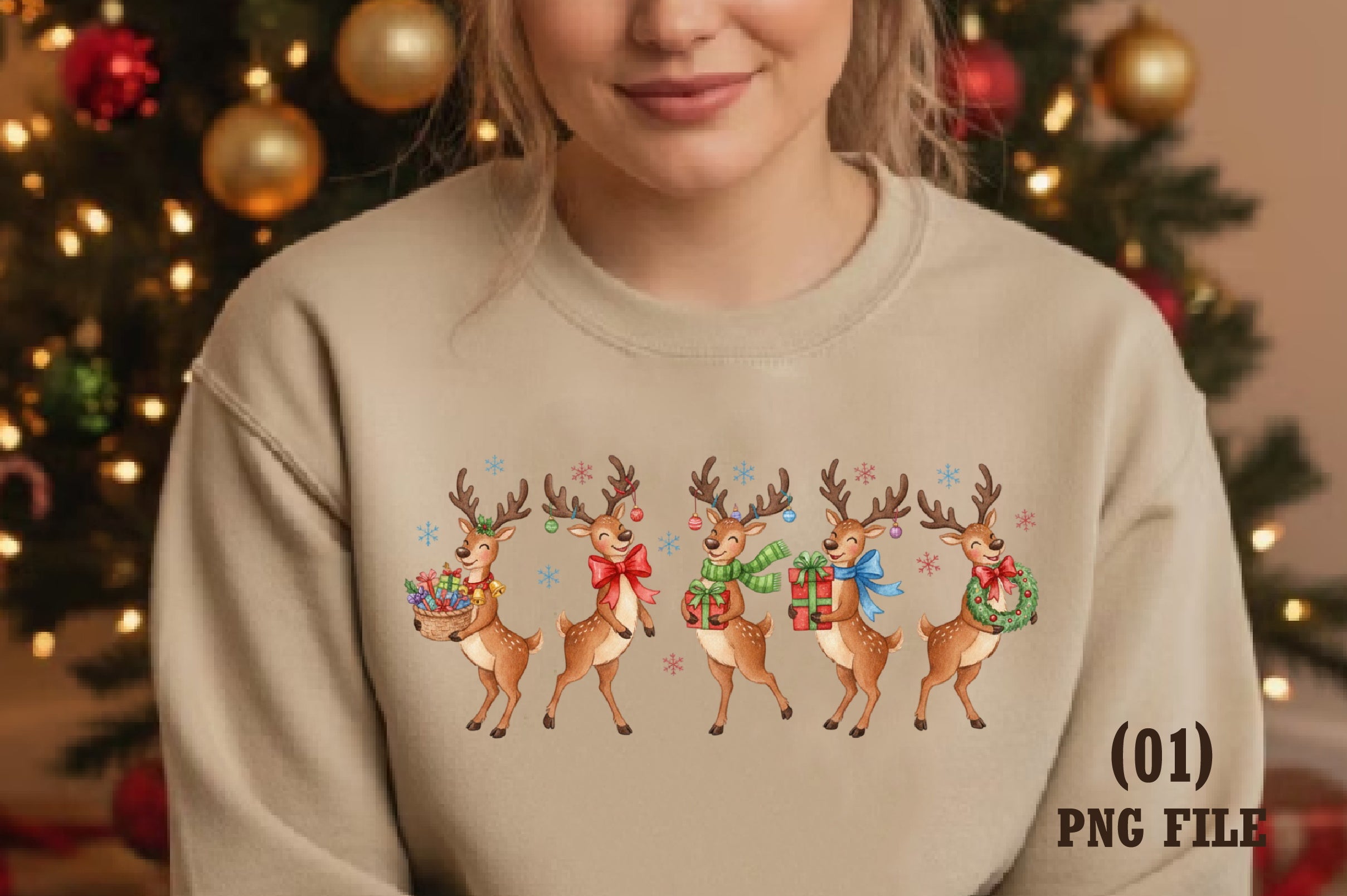 Funny Vintage Christmas Reindeer Clipart Bundle